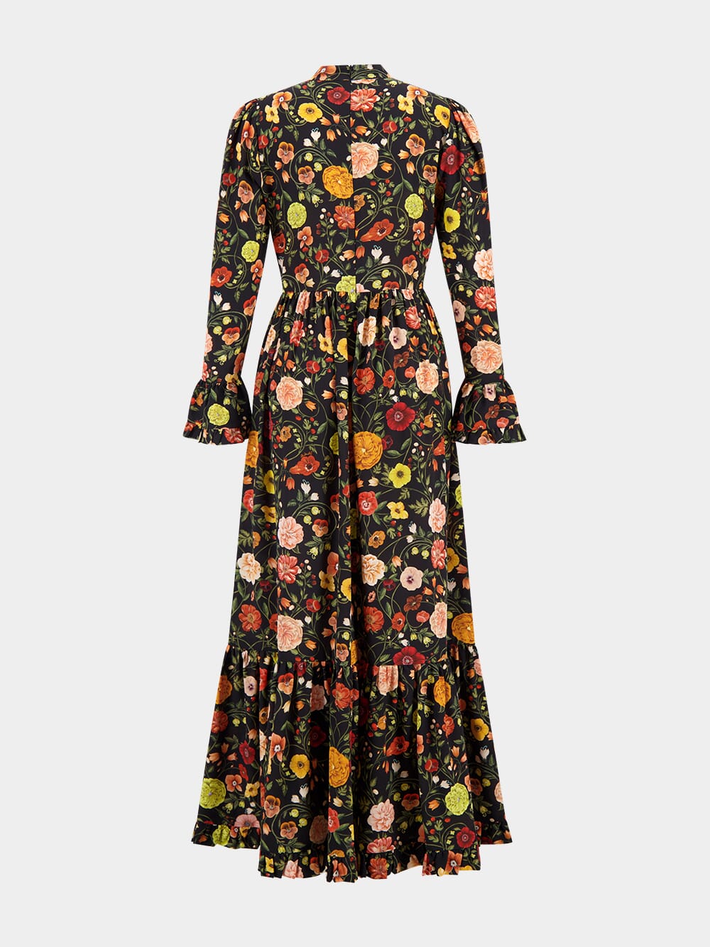 Black Floral Silk Maxi Dress