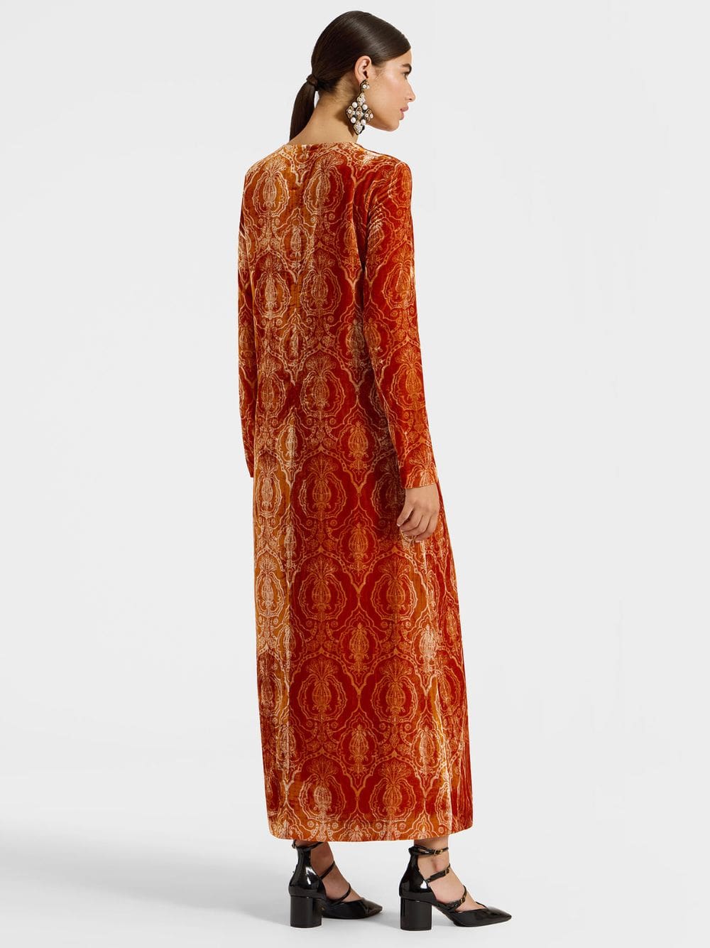 Orange Velvet Devoré Swing Dress