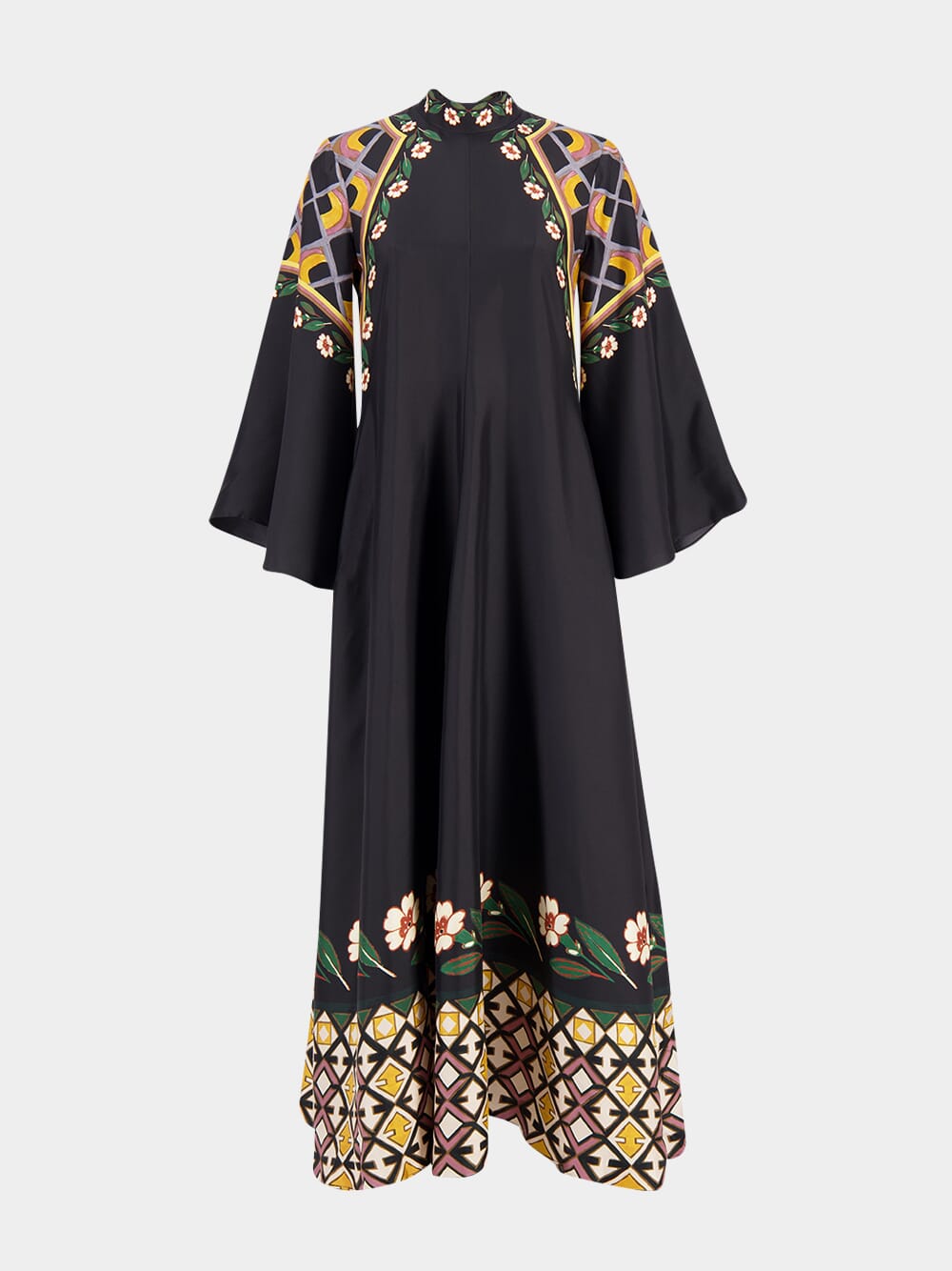 Black Magnifico Open Neck Silk Maxi Dress