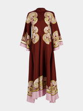La DoubleJ Burgundy Kells Swirl Silk Twill Maxi Dress