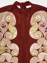 La DoubleJ Burgundy Kells Swirl Silk Twill Maxi Dress