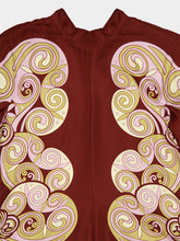 La DoubleJ Burgundy Kells Swirl Silk Twill Maxi Dress