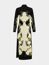 La DoubleJ Black Buttercup Print Satin Maxi Dress
