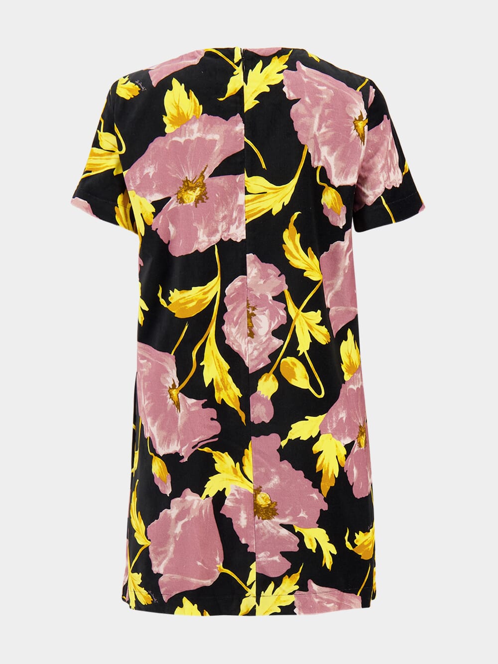 Black Floral Mini Swing Cotton Dress