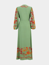 La DoubleJ Woodland Placée Green & Orange Silk Maxi Dress