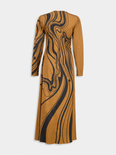 La DoubleJ Brown Big Blooms Long-Sleeve Stretch Satin Dress