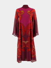 La DoubleJ Dark Red Alchemy Print Silk Midi Dress