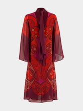La DoubleJ Dark Red Alchemy Print Silk Midi Dress