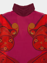 La DoubleJ Dark Red Alchemy Print Silk Midi Dress