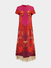 La DoubleJ Dark Red Printed Silk Swing Maxi Dress