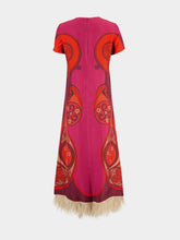 La DoubleJ Dark Red Printed Silk Swing Maxi Dress