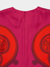 La DoubleJ Dark Red Printed Silk Swing Maxi Dress