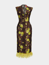 La DoubleJ Devon Brown Silk Jacquard Midi Dress