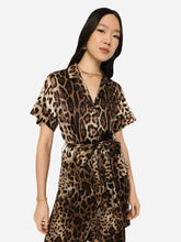 Dolce & Gabbana Leopard Print Belted Silk Shirt