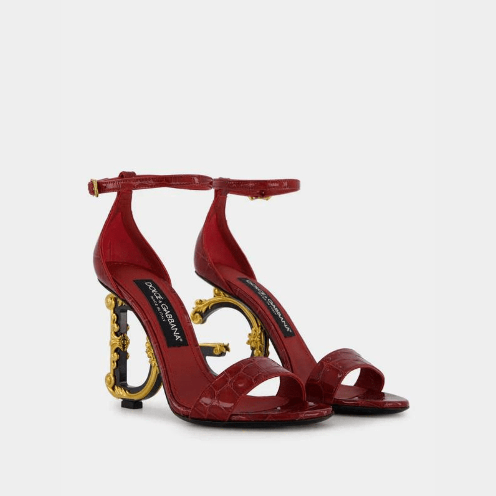 DOLCE & GABBANA Baroque Crocodile-Print Sandals