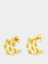 Sylvia Toledano Thalita Gold Hoop Earrings with Green Stones