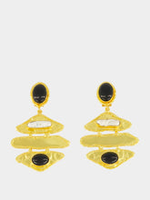 Sylvia Toledano Brutalist Earrings with Black Onyx and Baroque Pearls