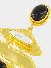 Sylvia Toledano Brutalist Earrings with Black Onyx and Baroque Pearls