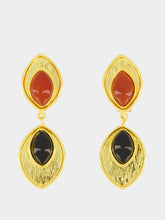 Sylvia Toledano Orange and Black Marquise Stone Earrings