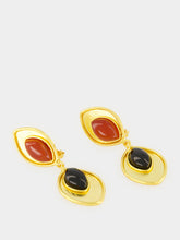 Sylvia Toledano Orange and Black Marquise Stone Earrings