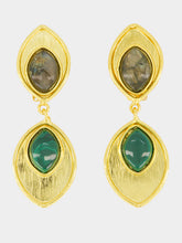 Sylvia Toledano Green and Grey Marquise Stone Earrings