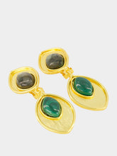 Sylvia Toledano Green and Grey Marquise Stone Earrings