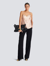 Balmain Beige Draped Satin Bustier Top