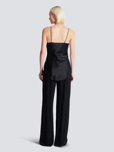 Balmain Black Draped Satin Top