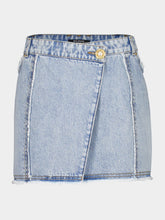 Balmain Blue Asymmetric Denim Skirt