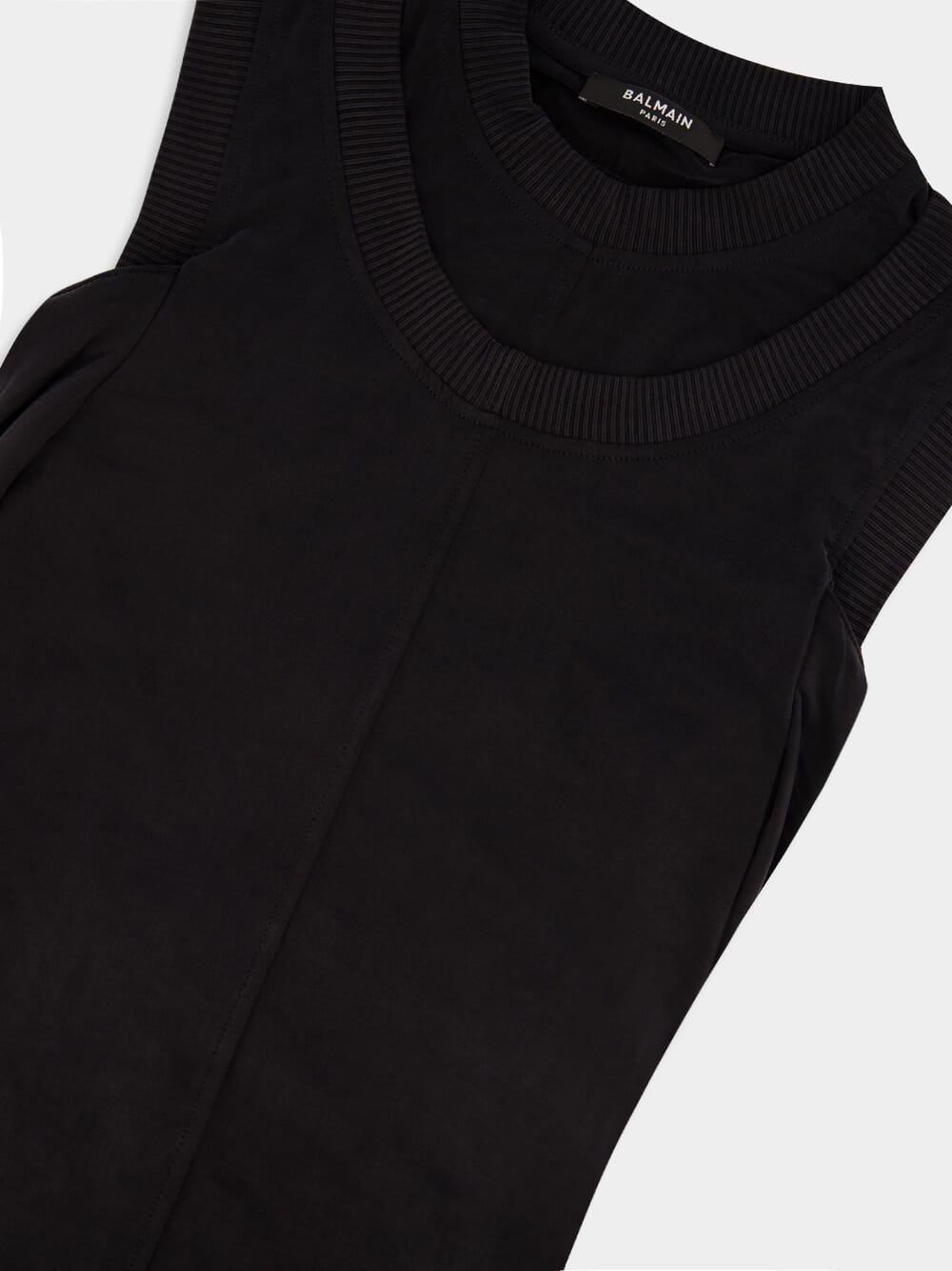 Black Twisted Double-Collar Tank Top