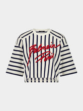 Balmain Striped Cropped Baseball Top