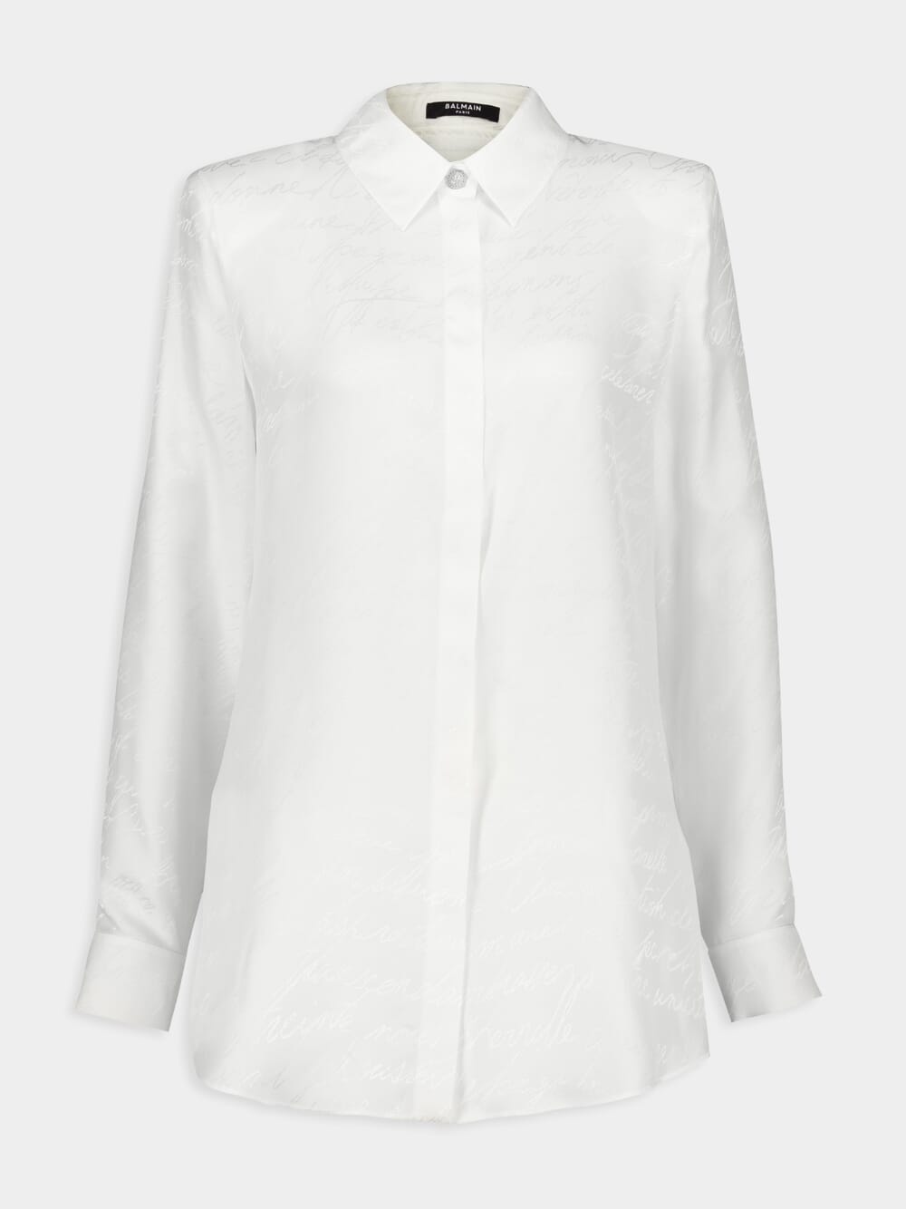 White Jacquard Long-Sleeve Shirt