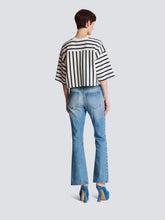 Balmain Striped Cropped Baseball Top