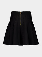 Balmain Black Flared Knit Skirt with Sparkly Stripes