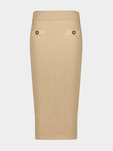Balmain Beige Ribbed Knit Midi Skirt