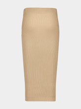 Balmain Beige Ribbed Knit Midi Skirt