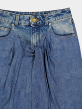 Balmain Blue Denim Jeans with Draped Skirt