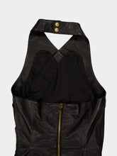 Balmain Black Draped Leather Halterneck Dress