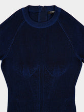 Balmain Electric Blue Ribbed Knit Flare Dress