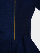 Balmain Electric Blue Ribbed Knit Flare Dress