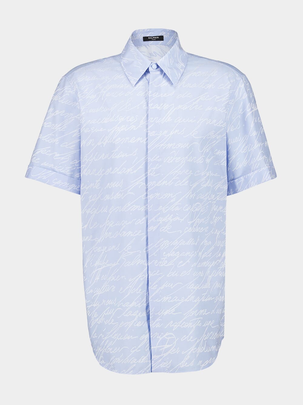 Blue Jacquard "Love Letter" Print Shirt