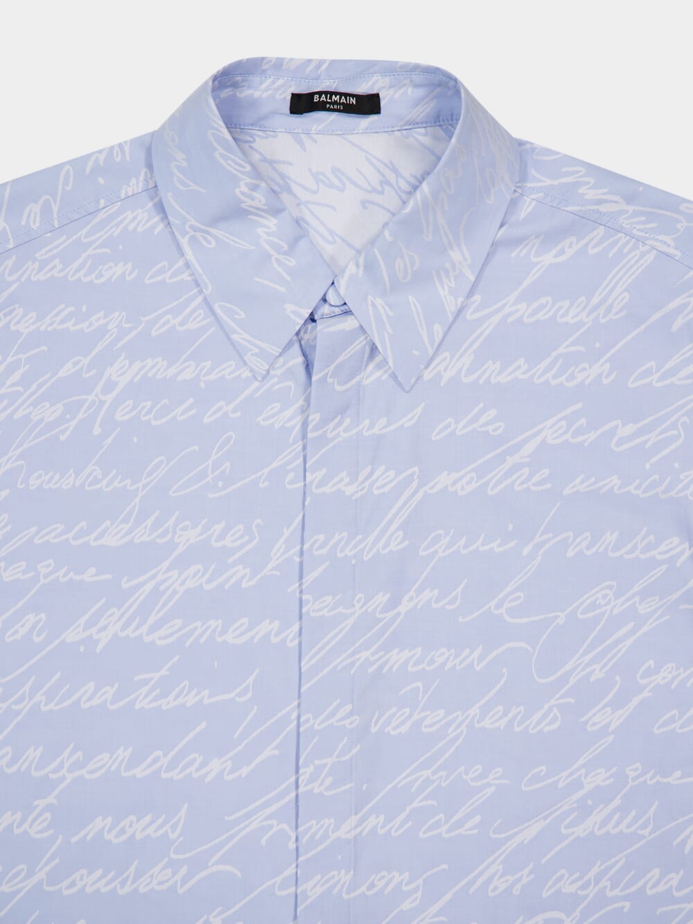 Blue Jacquard "Love Letter" Print Shirt