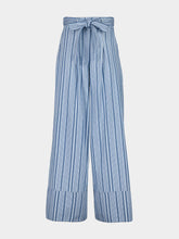 Paula Elisa Denim Stripes Wide-Leg Pants