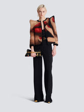 Balmain Black 1945 Striped Patent Leather Clutch