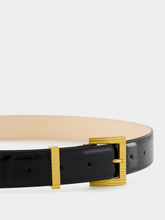 Balmain Black Striped Patent Leather Perfume Belt