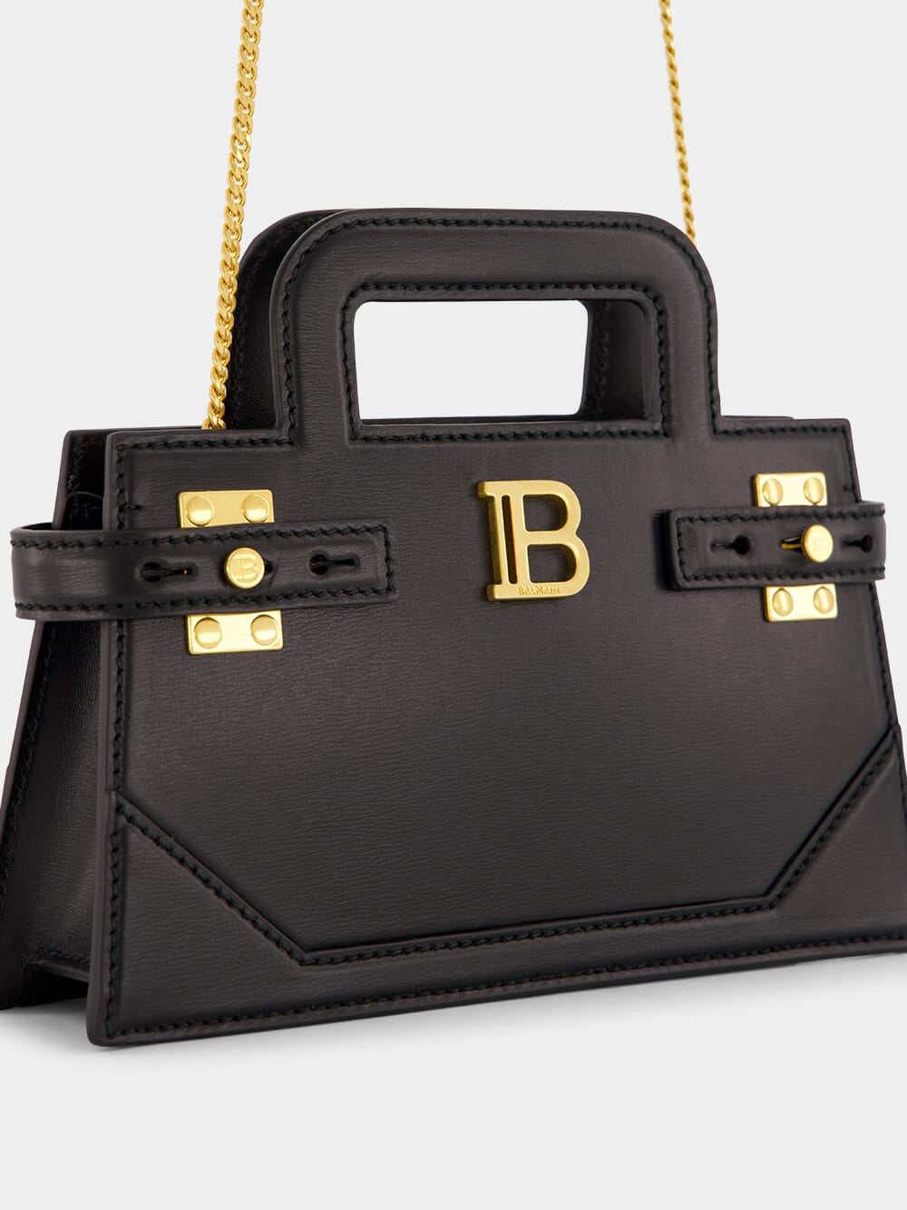 Black Small B-Buzz Top Handle Bag in Calfskin