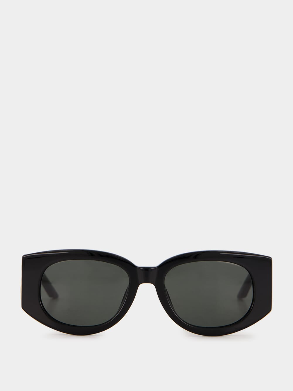 Black Oval Wave Acetate Sunglasses