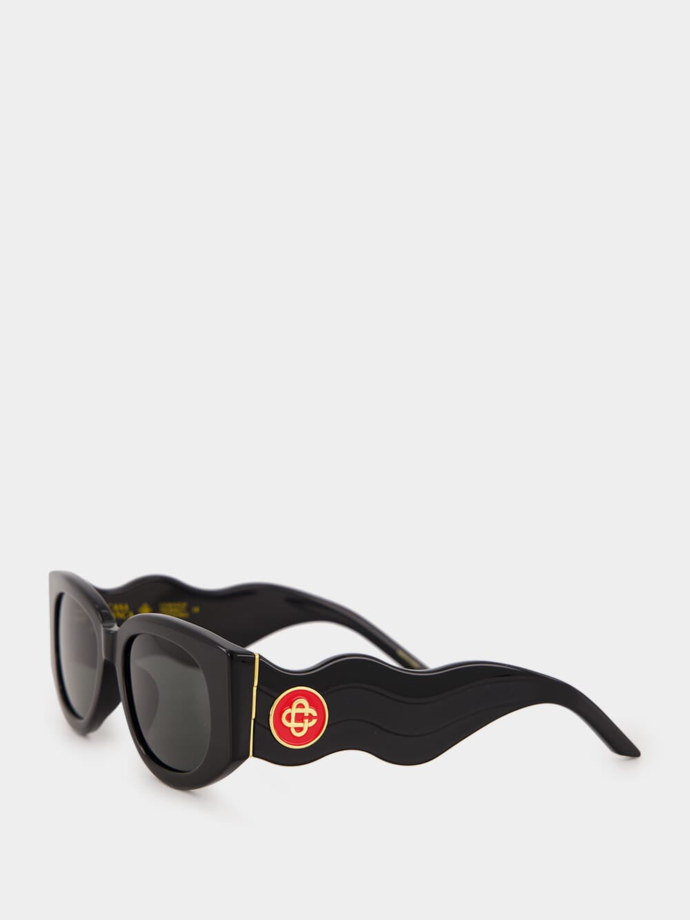 Black Oval Wave Acetate Sunglasses