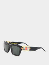 Casablanca Black Gold-Plated Monogram Sunglasses
