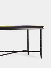 Les Ottomans Handpainted Eye Iron Blue Coffee Table